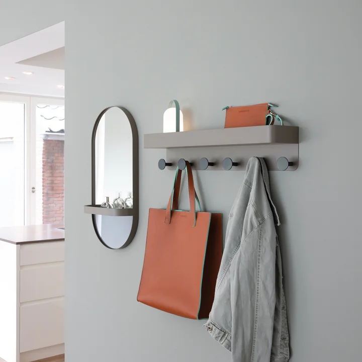 Porte-manteau mural et miroir mural avec étagère par Remember