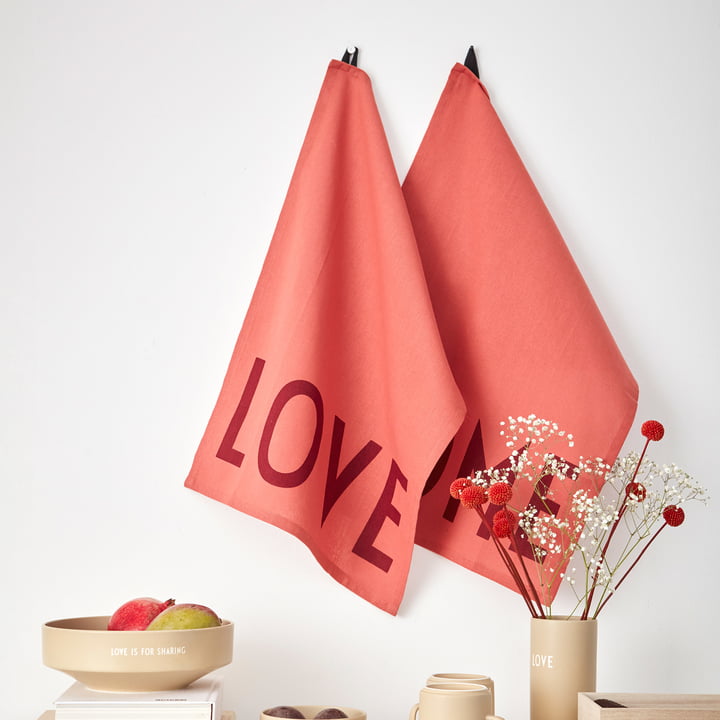 Favourite Torchon, Love / Home in terracotta (set de 2) de Design Letters