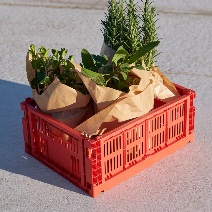 Colour Crate Corbeille recycled M de HAY dans la couleur red