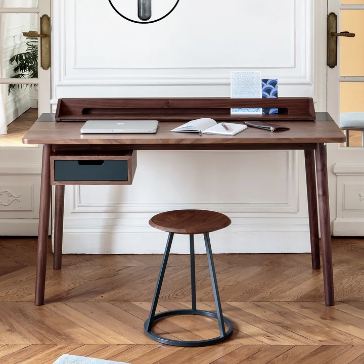Honoré Bureau, noyer naturel / gris ardoise de Hartô