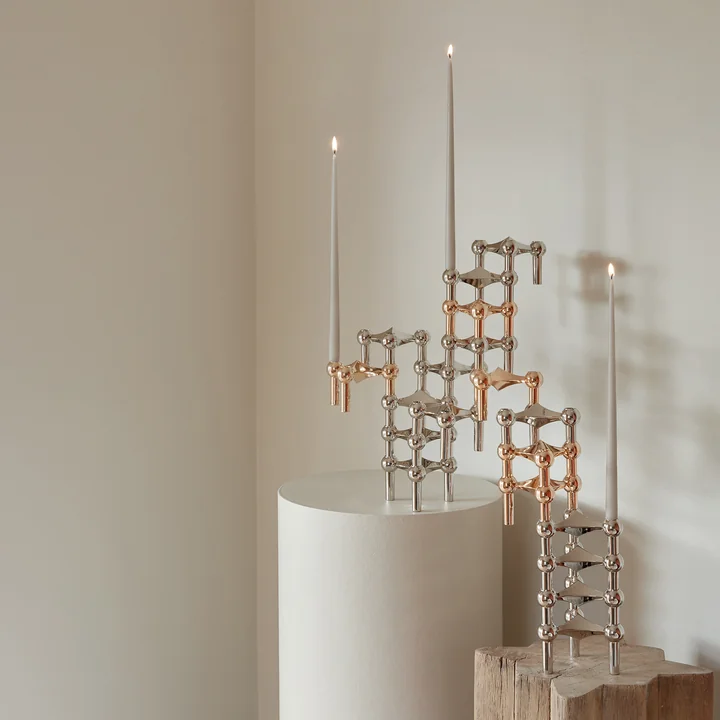 Bougeoir, noir / chrome de Stoff Nagel