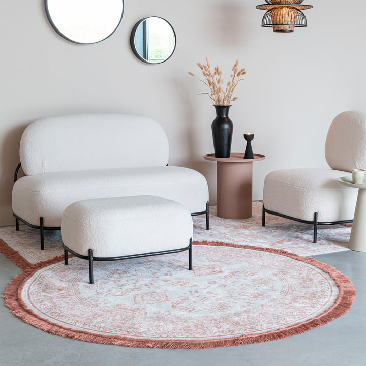 Hatuma Canapé, fauteuil et pouf de Livingstone en finition noir / beige