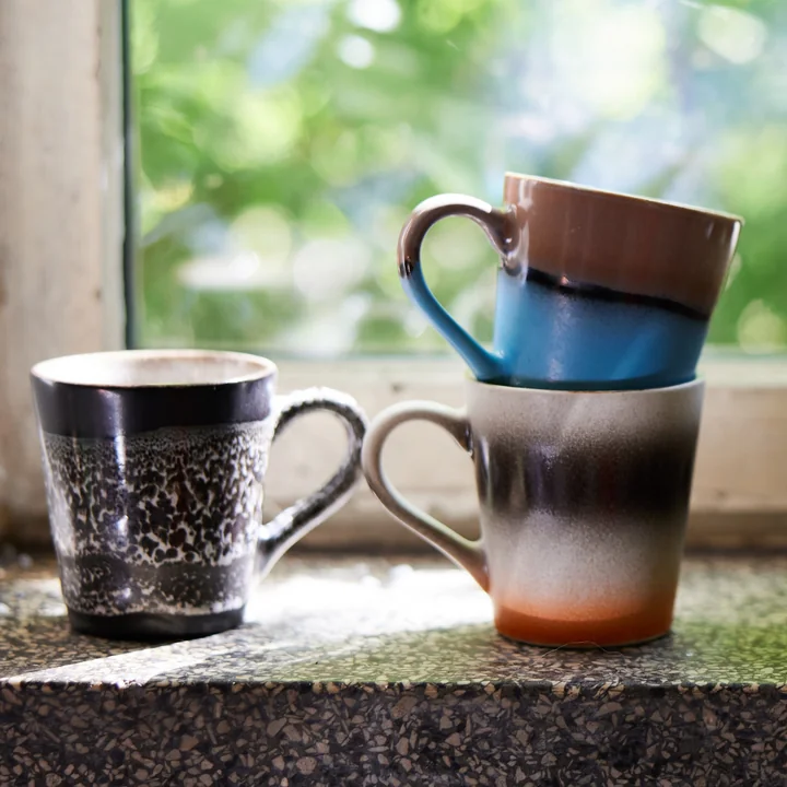 70's Tasses à espresso avec anse de HKliving dans la version funky