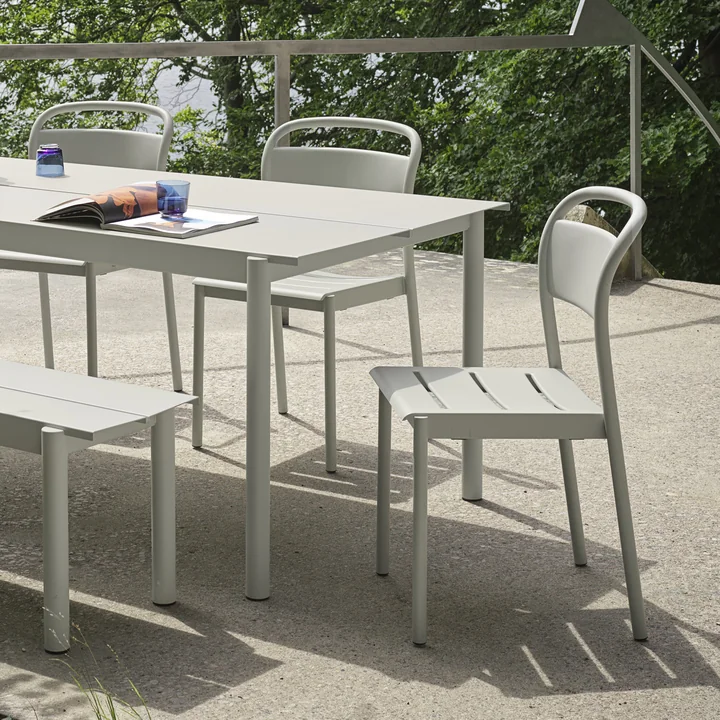 Linear Steel Side Chair Outdoor, gris de Muuto