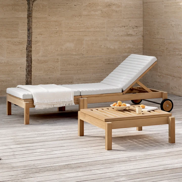 AH604 Bain de soleil et repose-pieds, teck non traité de Carl Hansen