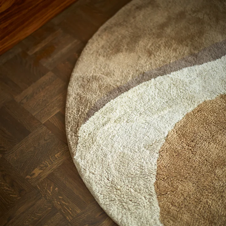 Natural Waves Tapis de bain, Ø 120 cm, marron de HKliving