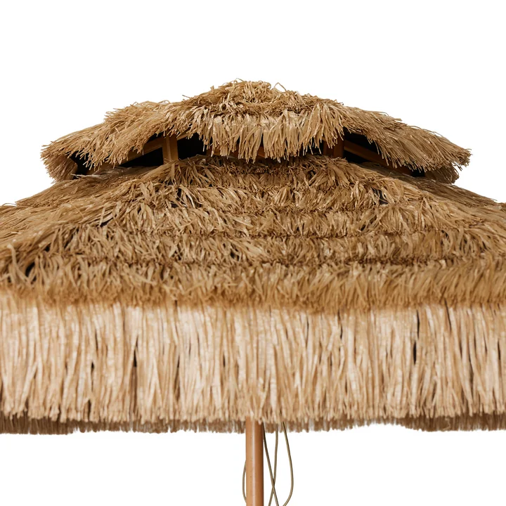 Raffia Parasol de terrasse, Ø 300 cm, brun de HKliving