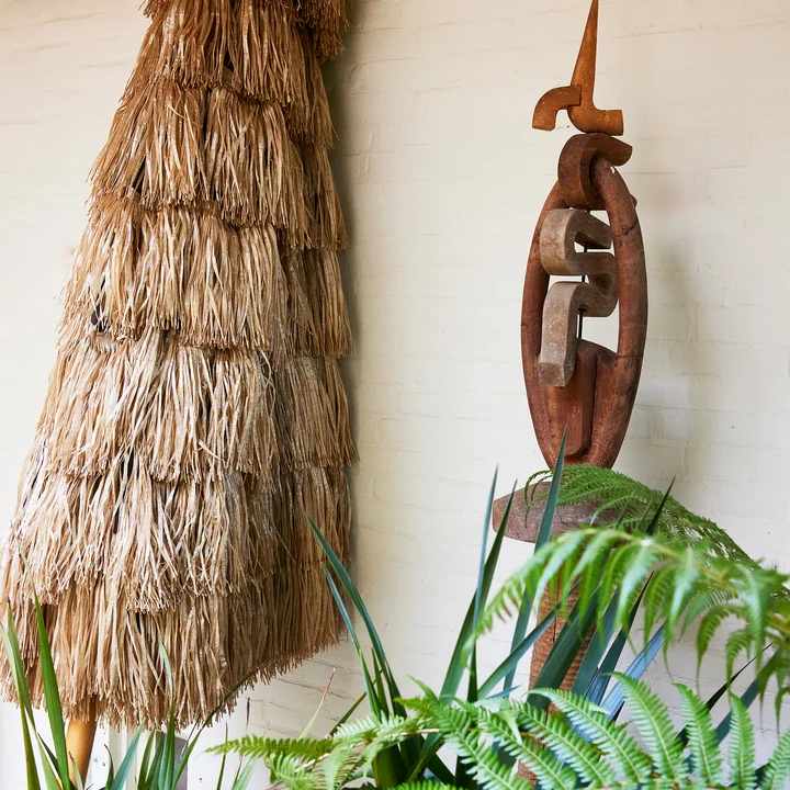 Raffia Parasol de terrasse, Ø 300 cm, brun de HKliving