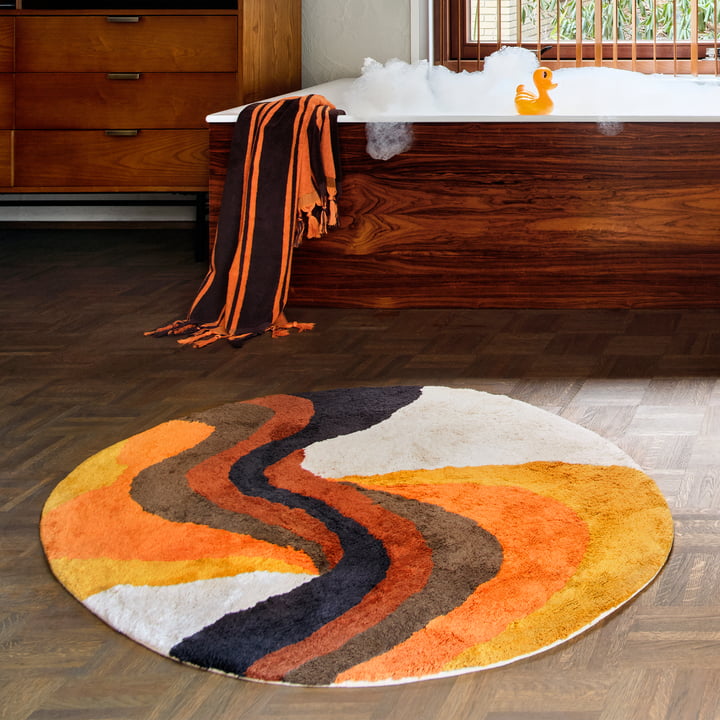 Retro swirl Tapis de bain, 90 x 120 cm, multicolore de HKliving