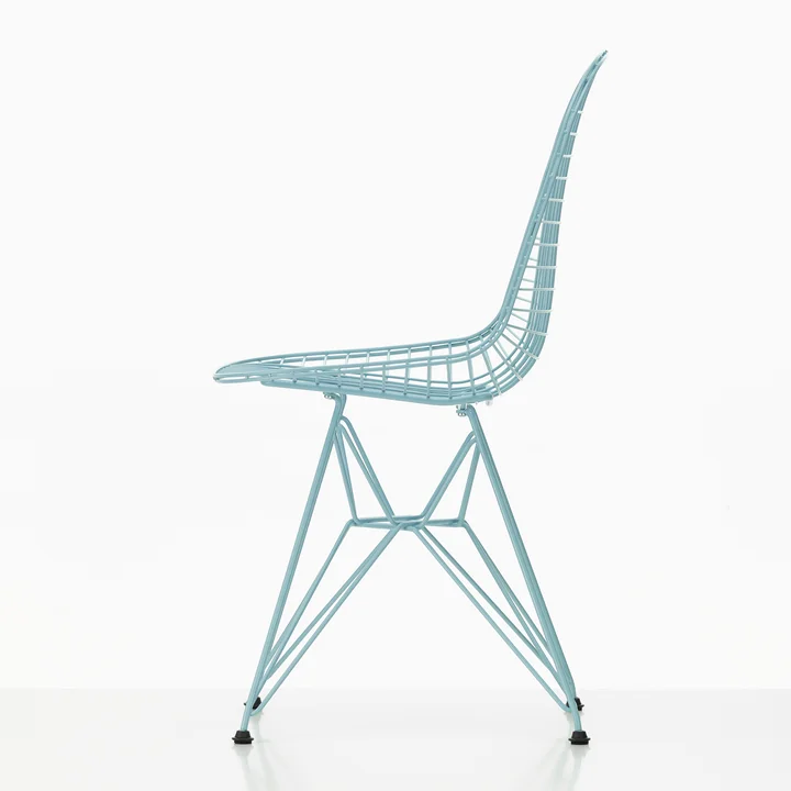 Wire Chair DKR (H 43 cm), bleu ciel / sans housse, patins en plastique (basic dark) de Vitra