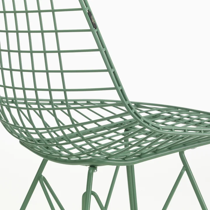 Wire Chair DKR (H 43 cm), Eames Sea Foam Green / sans revêtement, patins en plastique (basic dark) de Vitra