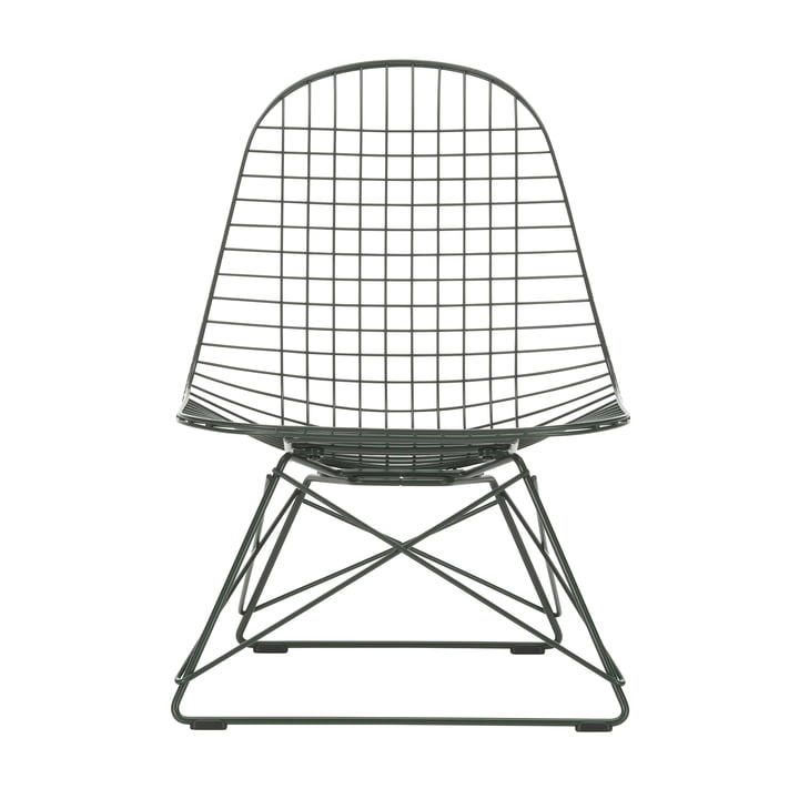 Wire Chair LKR, vert foncé (patins en plastique basic dark) de Vitra