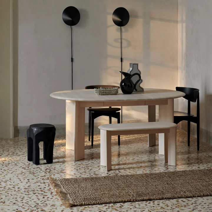 Ferm Living - Banc Bevel, hêtre huilé blanc