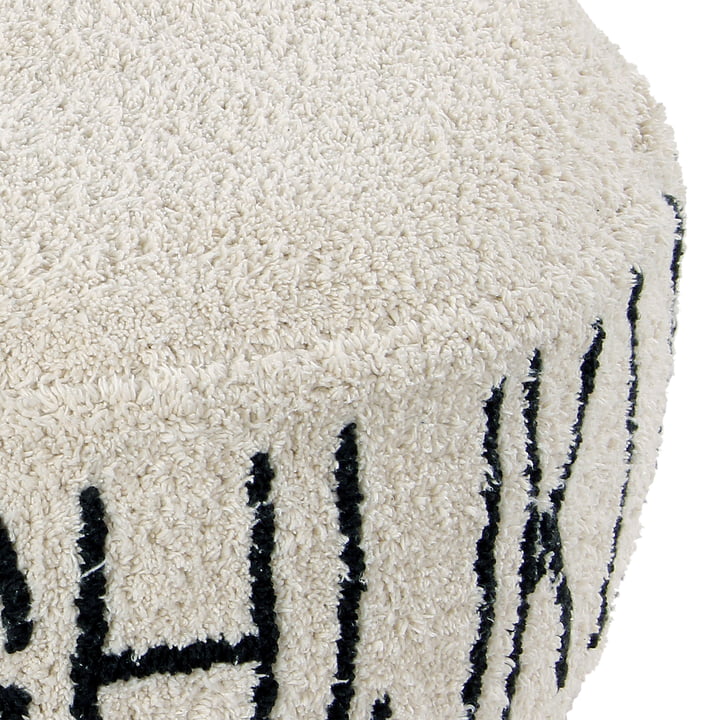 ABC Pouf, Ø 70 cm, naturel / noir de Lorena Canals