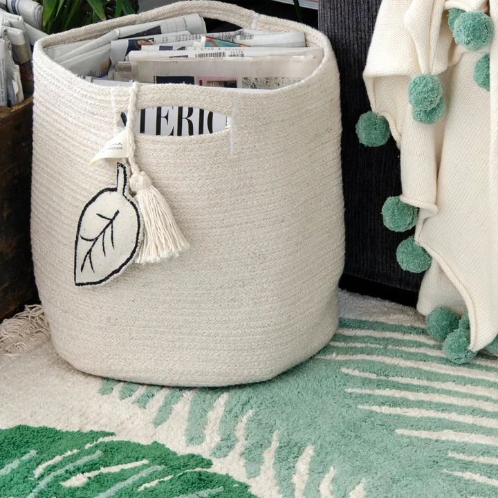 Panier de rangement, feuilles, naturel de Lorena Canals