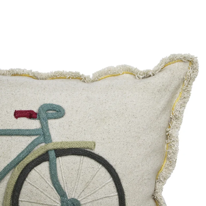 Bike Coussin de sol, 35 x 55 cm, naturel / bleu de Lorena Canals
