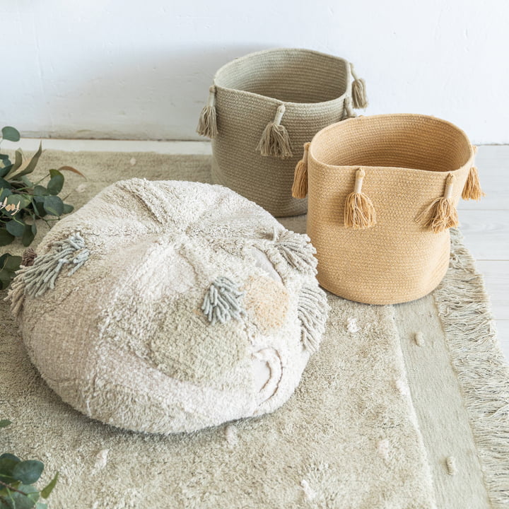 Mossy Rock Pouf, Ø 50 cm, vert / beige de Lorena Canals