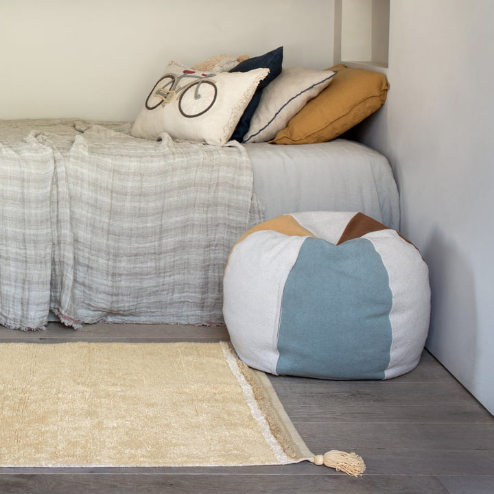 Pouf Ball, Ø 45 cm, naturel / brun / jaune de Lorena Canals