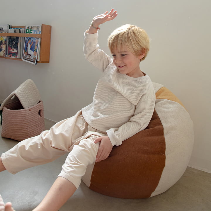 Pouf Ball, Ø 45 cm, naturel / brun / jaune de Lorena Canals