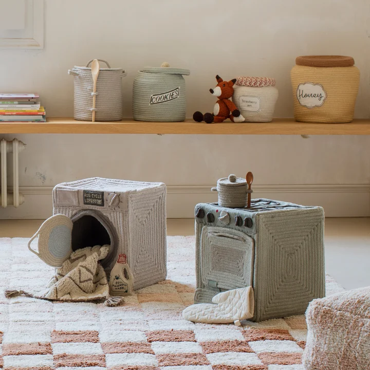 Panier de jeu et de rangement, cuisine, bleu sauge de Lorena Canals