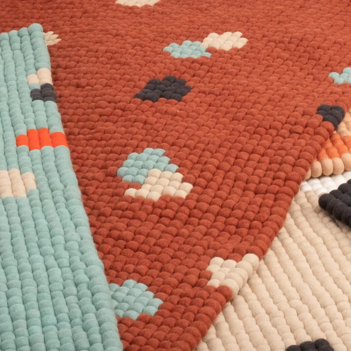 myfelt - Terra Tapis de boules de feutre rectangulaire