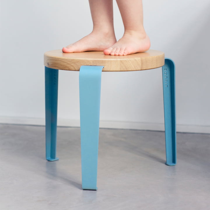 MINI LOU Tabouret pour enfants Chêne, bleu ciel de TipToe