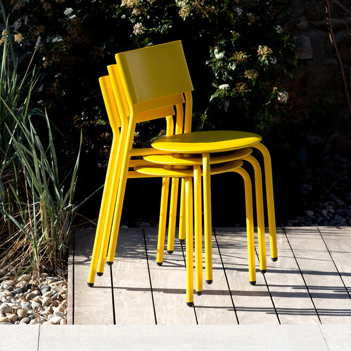 Chaise de jardin SSDr, plastique recyclé / acier, jaune soleil de TipToe