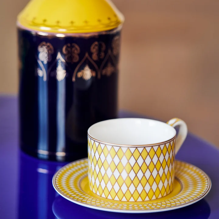 Pols Potten - Chess Tasse à thé émaillée mate, jaune / or