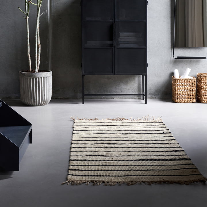 House Doctor - Sima Tapis, 90 x 200 cm, noir / naturel