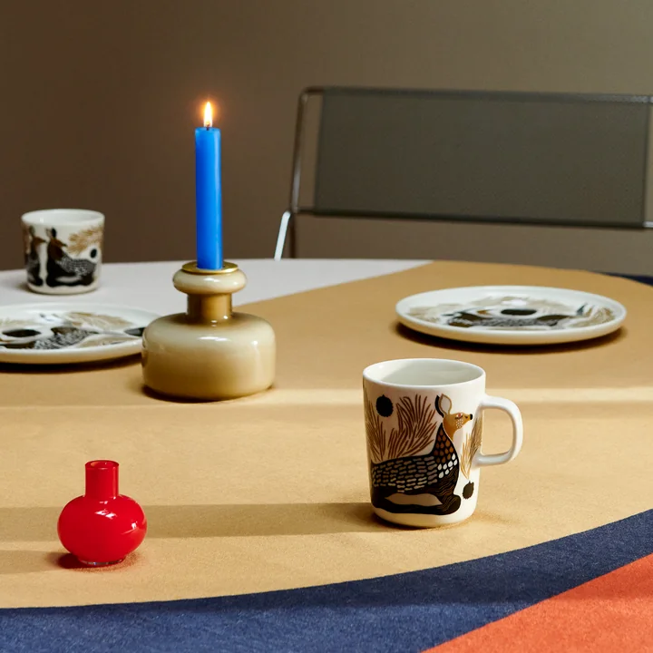 Oiva Ketunmarja & Peura Tasse avec anse, 250 ml, blanc / charbon / boue / gris clair de Marimekko