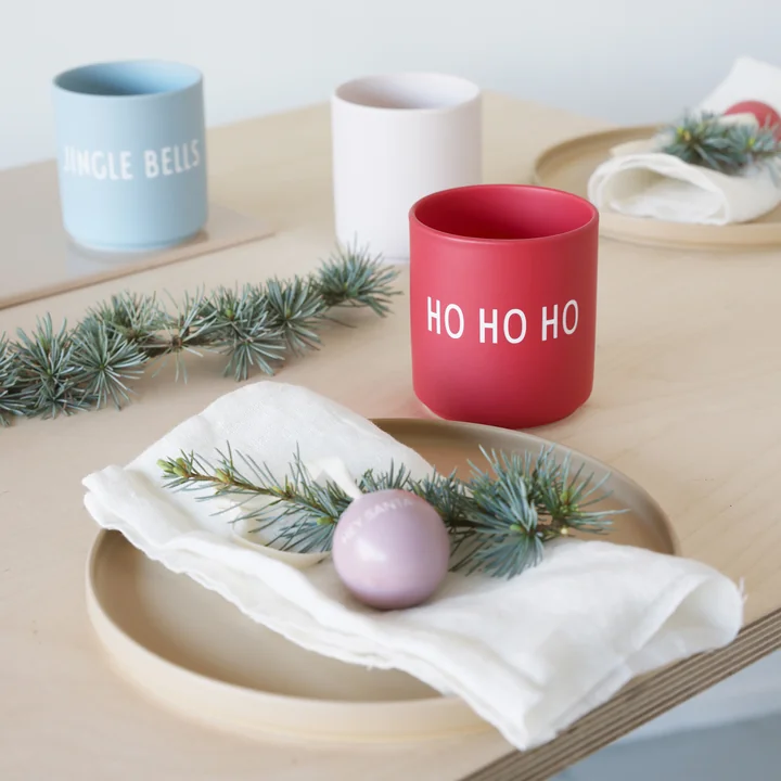 AJ Favourite Tasse en porcelaine, Ho Ho Ho, rose pâle de Design Letters