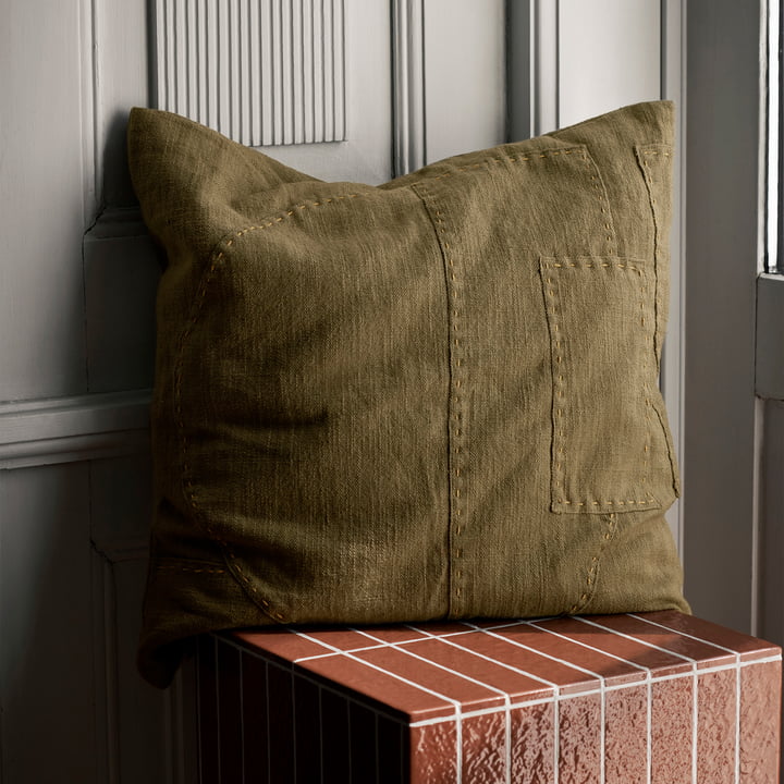 ferm Living - Darn Coussin, 50 x 50 cm, taupe foncé