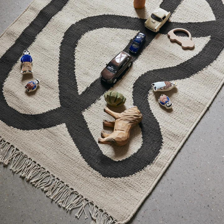 Ferm Living - Lane Tapis, 70 x 105 cm, blanc cassé / chocolat