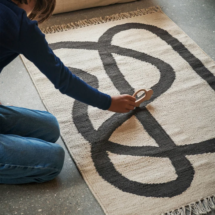 Ferm Living - Lane Tapis, 70 x 105 cm, blanc cassé / chocolat