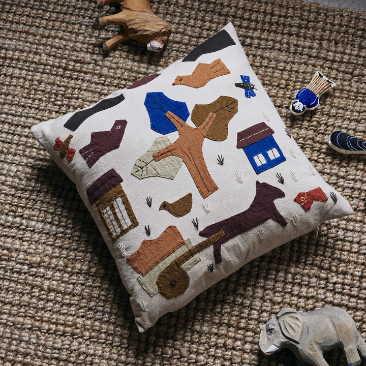 Ferm Living - Village Coussin, 40 x 40 cm, blanc cassé