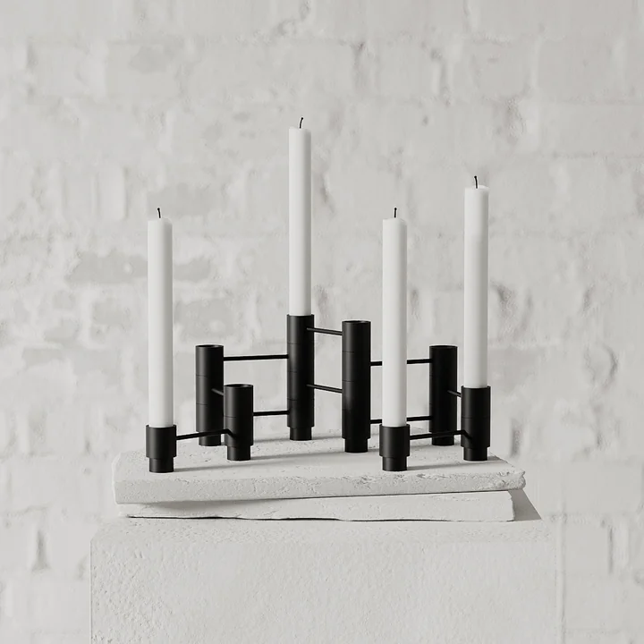 Bougeoir Structure, noir de Nichba Design
