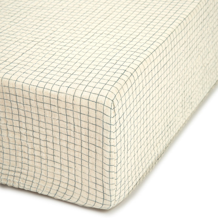 Wabi Sabi Drap housse, 70 x 140 x 15 cm, blue grid de Nobodinoz