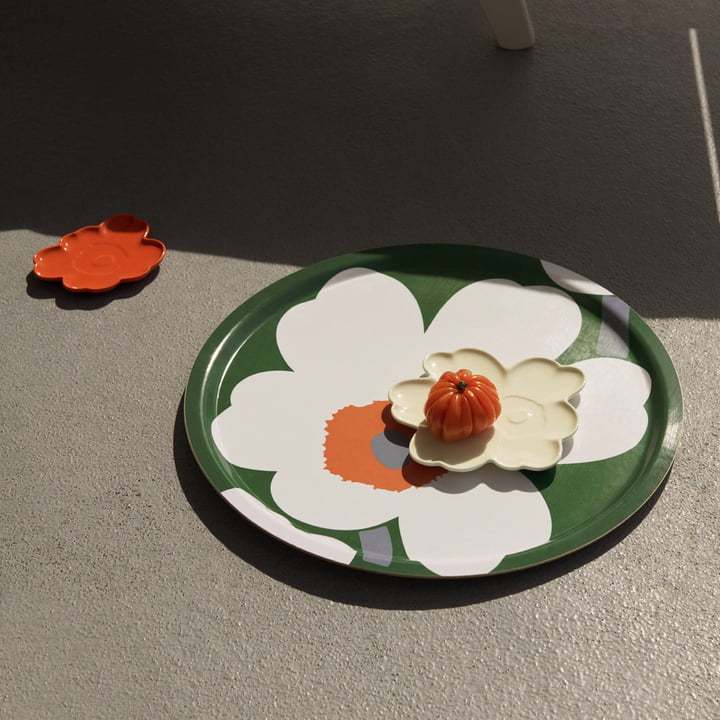 Unikko plateau de service, vert / blanc / orange de Marimekko