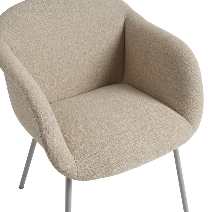 Muuto - Fiber Soft Armchair, gris / beige (tissu Kvadrat Ecriture 240)