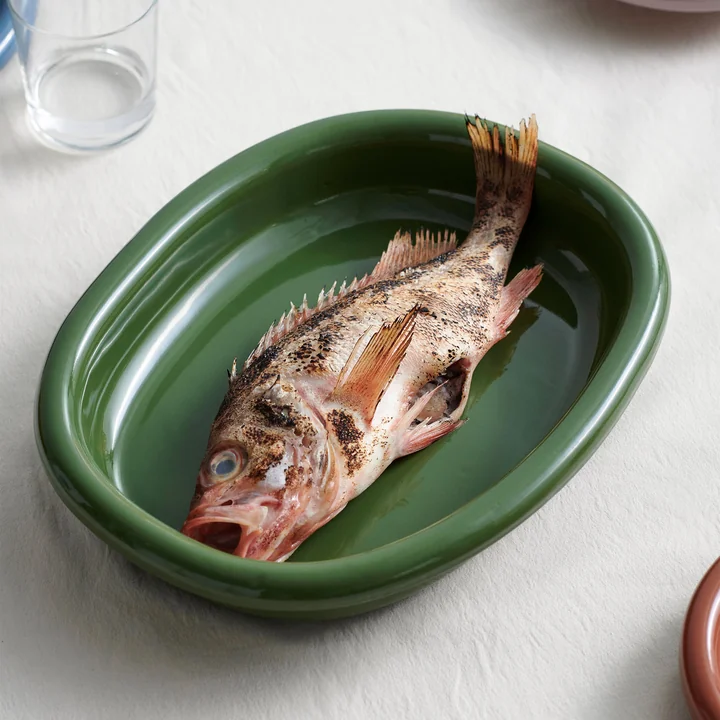Barro Plat de service ovale, vert de HAY
