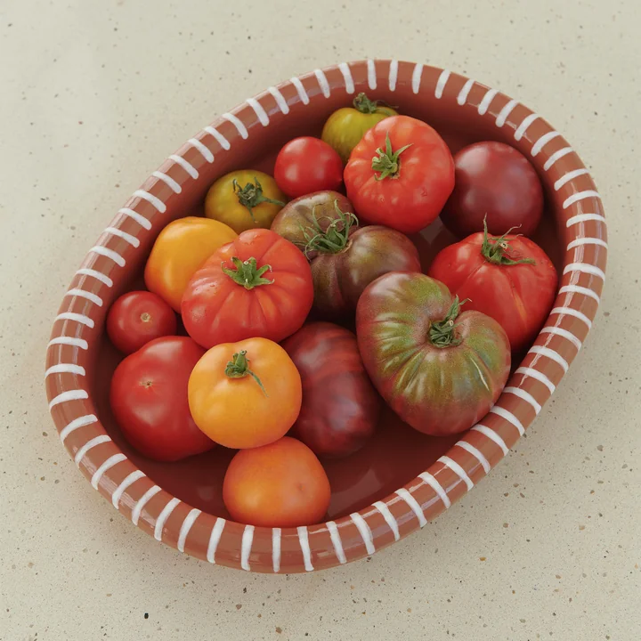 Barro Plat de service ovale, natural with stripes de HAY