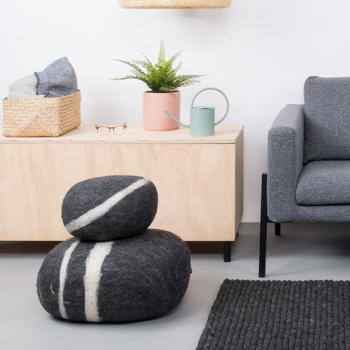 myfelt - Galet Pouf Hugo gris foncé chiné