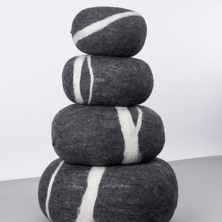 myfelt - Galet Pouf Hugo gris foncé chiné