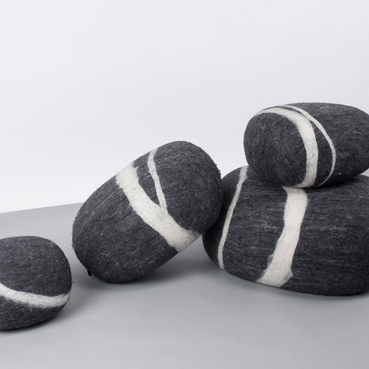 myfelt - Galet Pouf Hugo gris foncé chiné