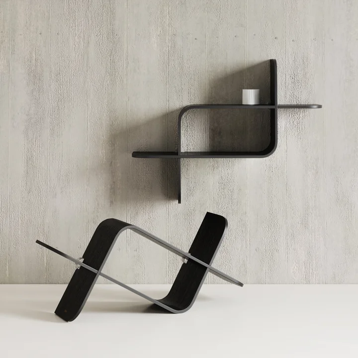 Montage Etagère flottante, bois d'hévéa noir de Umbra