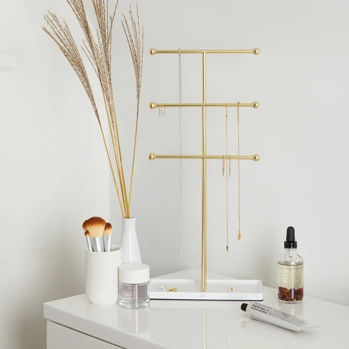 Umbra - Trigem Présentoir à bijoux, laiton / blanc