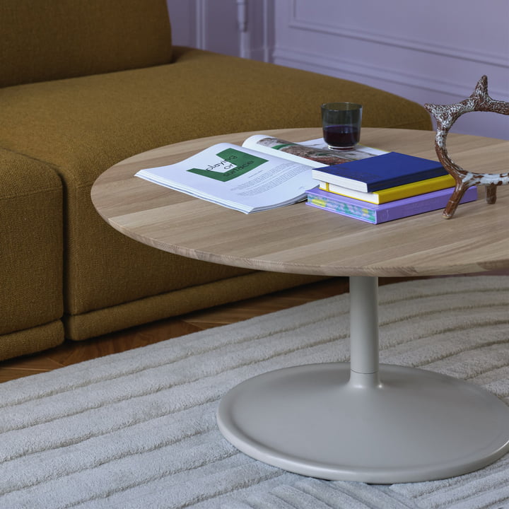 Soft Table basse, Ø 95 cm, H 42 cm, chêne huilé/gris de Muuto