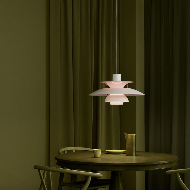 Louis Poulsen - PH 5 lampe suspendue, blanc mat / pale rose (150 ans édition anniversaire)