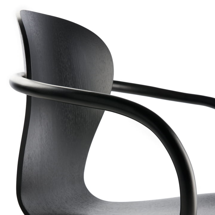 Thonet - S 220 FDRW Chaise pivotante à roulettes, chêne noir/structure aluminium noir