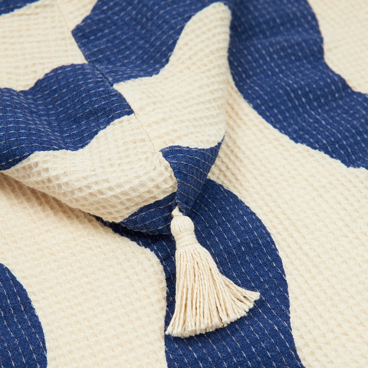 Portofino Poncho en mousseline, blue waves waffle de Nobodinoz